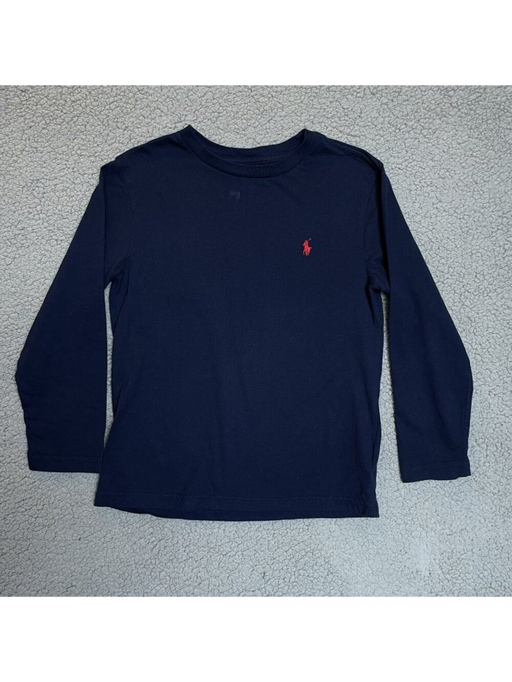 Polo Ralph Lauren Shirt Boys Small (8) Navy Blue Long Sleeves Pullover Red Pony